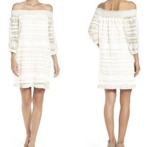 NWT Trina Trina Turk Hoku Off Shoulder White Dress Size Small